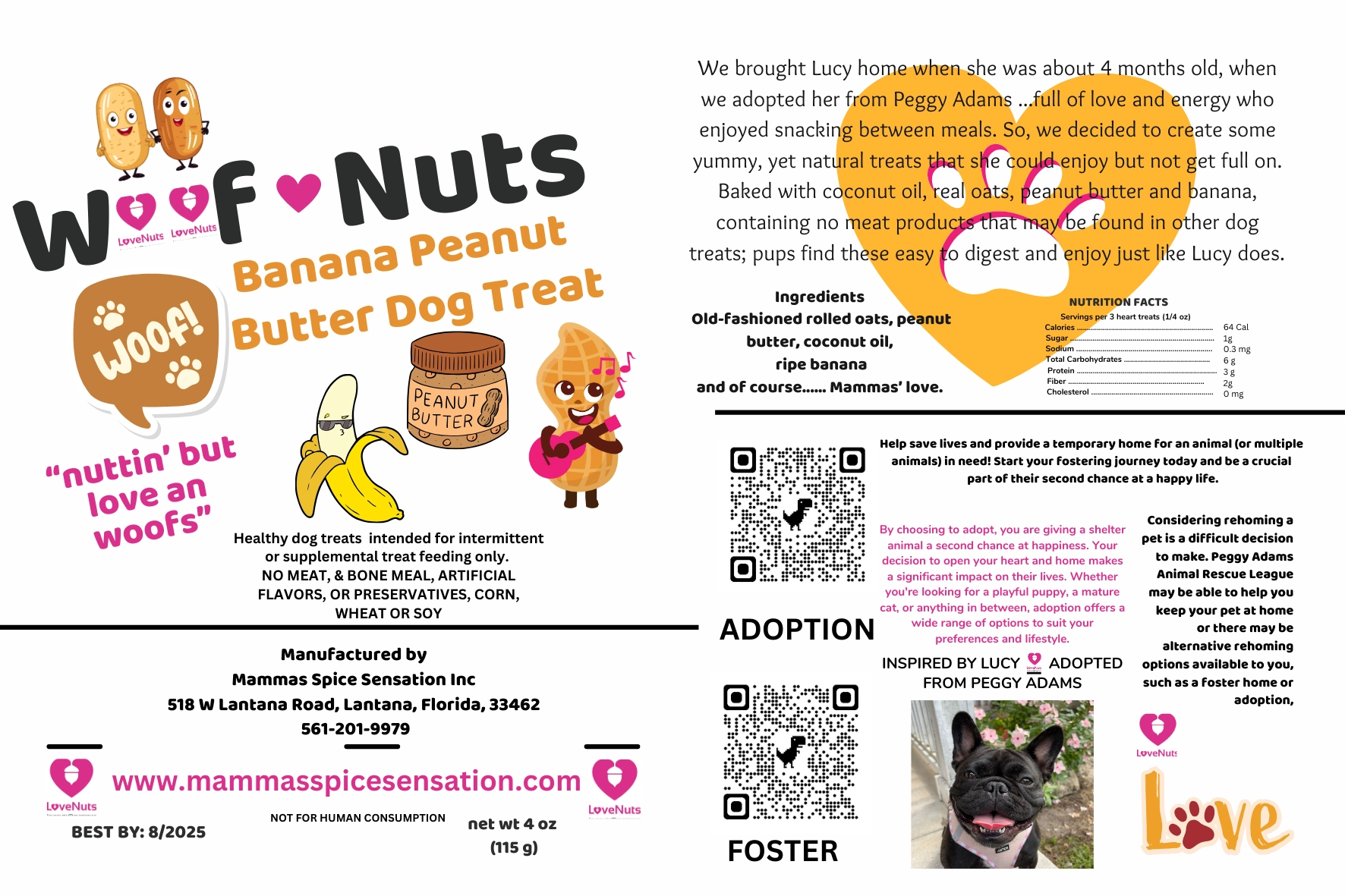 A flyer for peanut butter dog treats