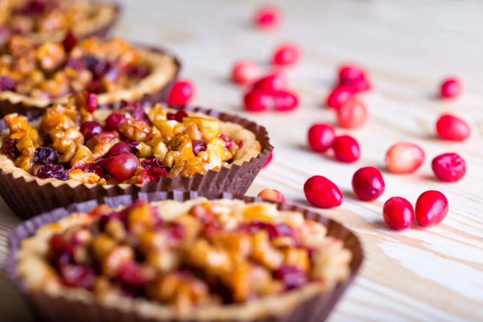 A close up of some pies on top of a table